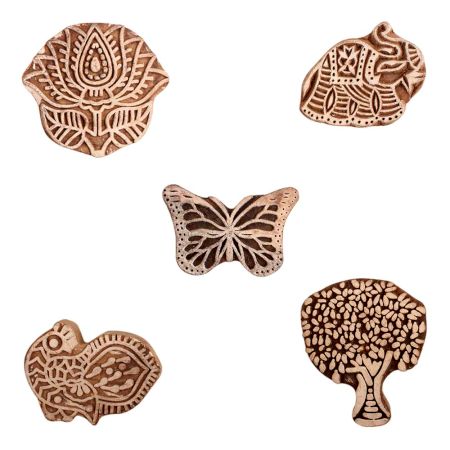 Set of 5 Piece New Mix Wooden Printing Block